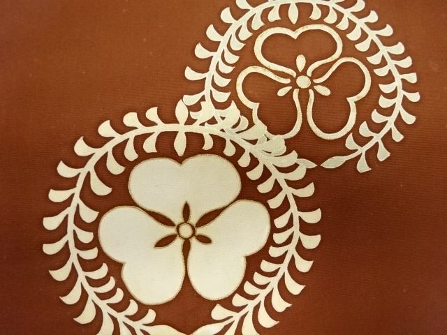 アンティーク　塩瀬花模様名古屋帯